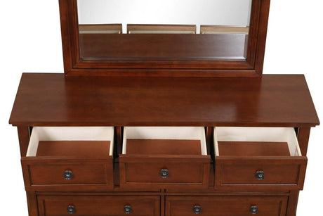 Cherry Finish Particle Board Dresser With Full Extension Drawers - Sleep Galleria