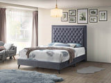 Chic Gray Velvet Queen Bed Frame With Foam Support - Serenova - Omega Lifestyles