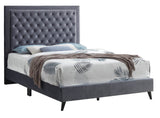 Chic Gray Velvet Queen Bed Frame With Foam Support - Serenova - Omega Lifestyles