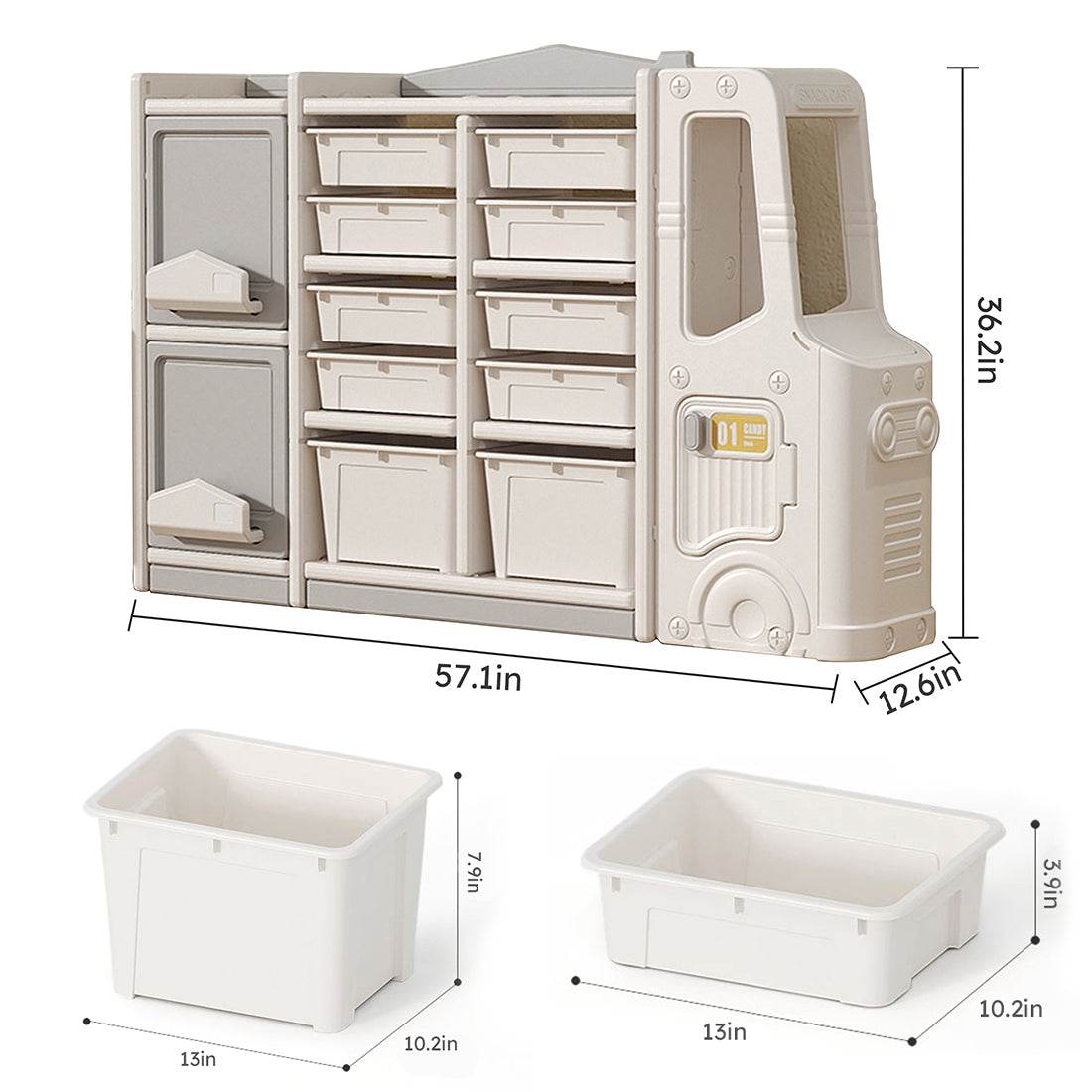 Children’s Grey HDPE Toy Storage Cabinet Organizer - Serenova - Omega Lifestyles