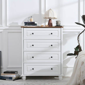 Classic Ivory White 4-Drawer Wood Dresser Chest - Omega Lifestyles