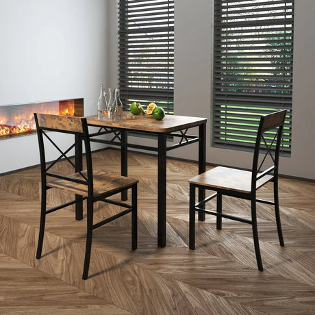 Compact Wood MDF Metal 2-Piece Dining Table Chair Set - Omega Lifestyles
