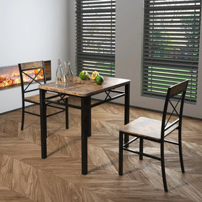 Compact Wood MDF Metal 2-Piece Dining Table Chair Set - Omega Lifestyles