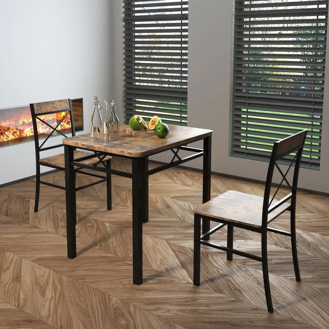 Compact Wood MDF Metal 2-Piece Dining Table Chair Set - Omega Lifestyles