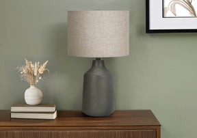 Concrete Grey Table Lamp With Beige Linen Shade - Omega Lifestyles