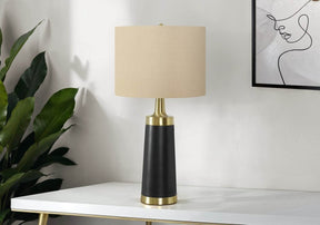 Contemporary Black Metal Table Lamp With Linen Shade - Omega Lifestyles