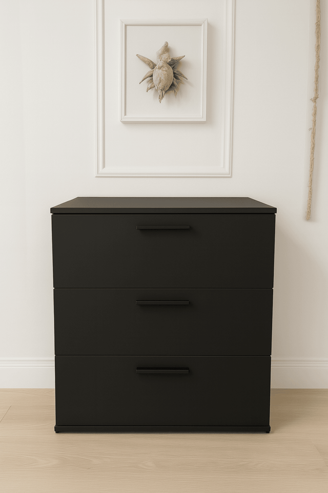 Contemporary Black Wood 3 - Drawer Modular Chest - Serenova - Omega Lifestyles