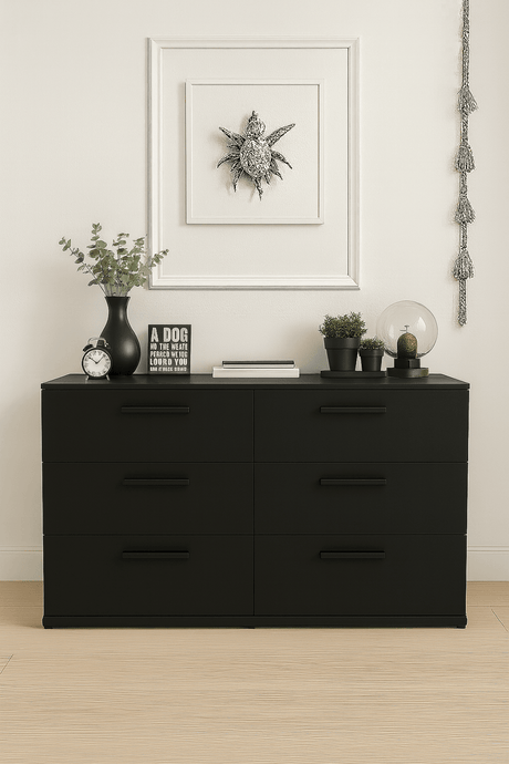 Contemporary Black Wood 3 - Drawer Modular Chest - Serenova - Omega Lifestyles