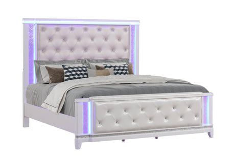 Contemporary Modern Wood King Bed With Lighted Headboard - Serenova - Omega Lifestyles