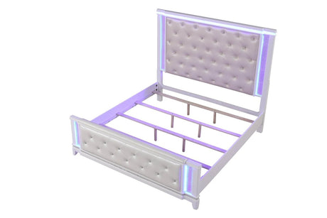 Contemporary Modern Wood King Bed With Lighted Headboard - Serenova - Omega Lifestyles