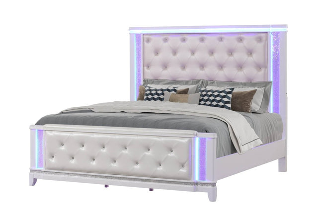 Contemporary Modern Wood King Bed With Lighted Headboard - Serenova - Omega Lifestyles