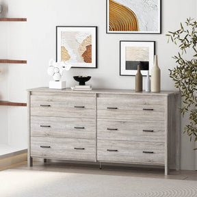 Contemporary Oak Six Drawer Particle Board Dresser - Omega Lifestyles