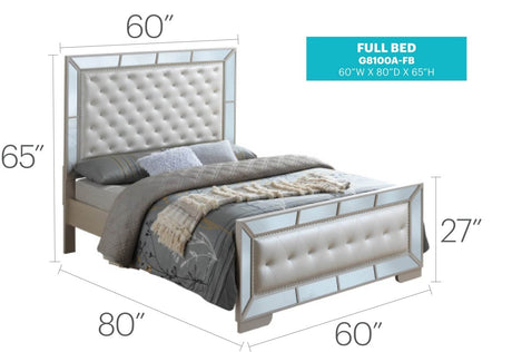 Contemporary Pearl Off White Particle Board Full Bed Frame - Serenova - Omega Lifestyles