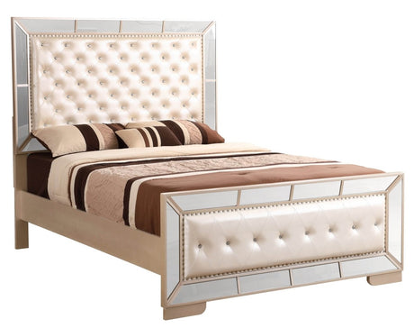 Contemporary Pearl Off White Particle Board Full Bed Frame - Serenova - Omega Lifestyles