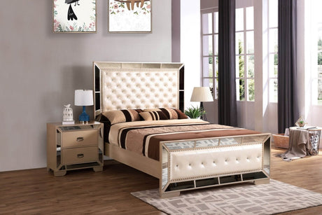 Contemporary Pearl Off White Particle Board Full Bed Frame - Serenova - Omega Lifestyles