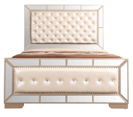 Contemporary Pearl Off White Particle Board Full Bed Frame - Serenova - Omega Lifestyles