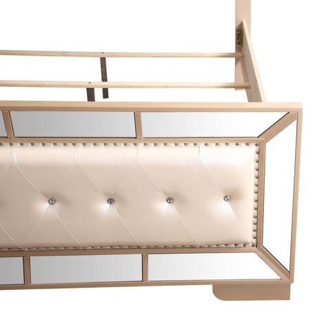 Contemporary Pearl Off White Particle Board Full Bed Frame - Serenova - Omega Lifestyles