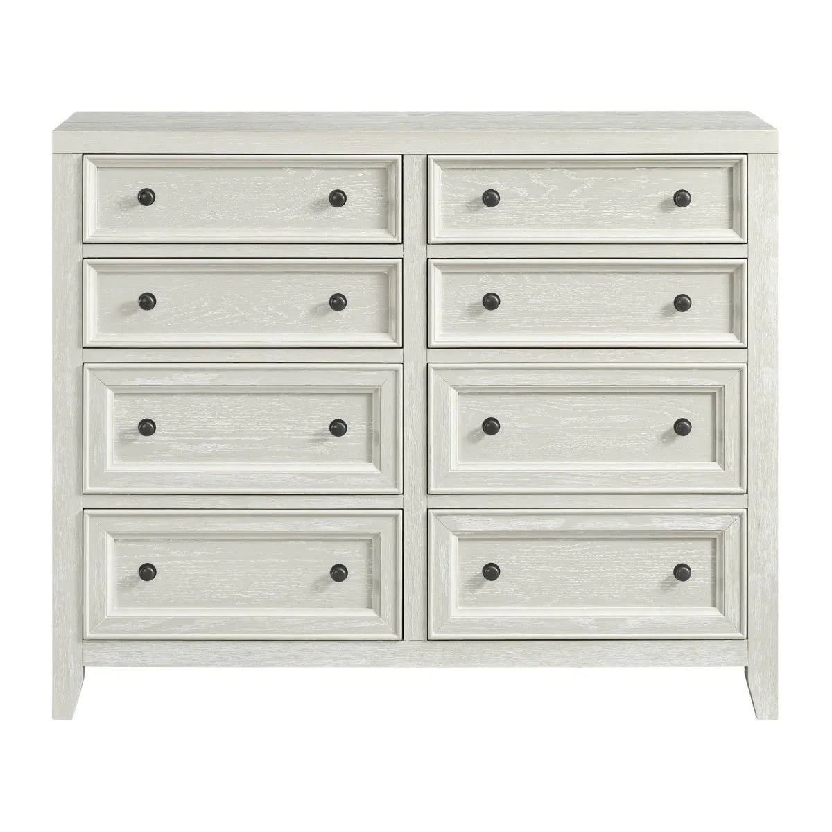 Contemporary White Wood 8-Drawer Bedroom Dresser - Omega Lifestyles