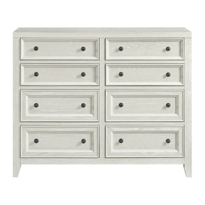 Contemporary White Wood 8-Drawer Bedroom Dresser - Omega Lifestyles