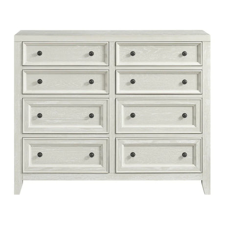 Contemporary White Wood 8-Drawer Bedroom Dresser - Omega Lifestyles