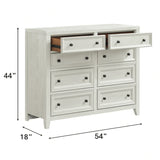 Contemporary White Wood 8-Drawer Bedroom Dresser - Omega Lifestyles