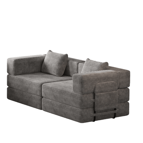 Convertible Corduroy Fabric 2 - Seat Sofa Bed With Storage Pockets - Serenova - Omega Lifestyles