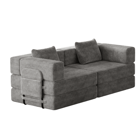 Convertible Corduroy Fabric 2 - Seat Sofa Bed With Storage Pockets - Serenova - Omega Lifestyles