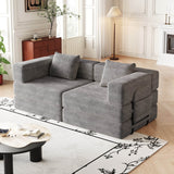 Convertible Corduroy Fabric 2 - Seat Sofa Bed With Storage Pockets - Serenova - Omega Lifestyles