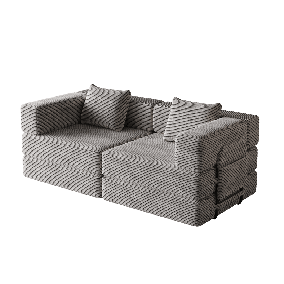 Convertible Corduroy Fabric 2 - Seat Sofa Bed With Storage Pockets - Serenova - Omega Lifestyles