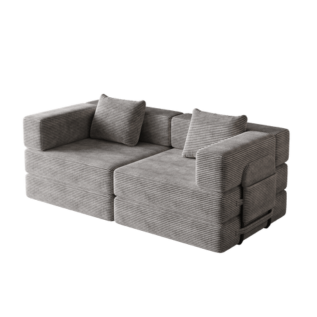 Convertible Corduroy Fabric 2 - Seat Sofa Bed With Storage Pockets - Serenova - Omega Lifestyles