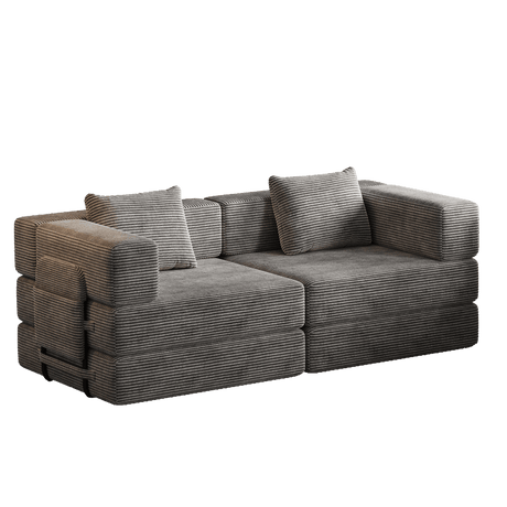 Convertible Corduroy Fabric 2 - Seat Sofa Bed With Storage Pockets - Serenova - Omega Lifestyles
