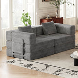 Convertible Corduroy Fabric 2 - Seat Sofa Bed With Storage Pockets - Serenova - Omega Lifestyles