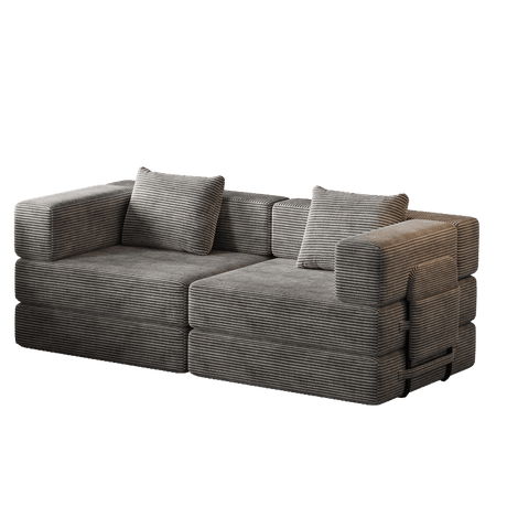 Convertible Corduroy Fabric 2 - Seat Sofa Bed With Storage Pockets - Serenova - Omega Lifestyles