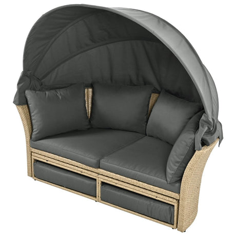 Convertible Grey Waterproof Rattan Outdoor Patio Daybed - Serenova - Omega Lifestyles