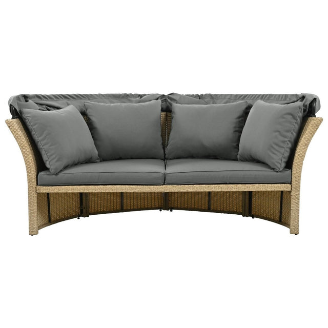 Convertible Grey Waterproof Rattan Outdoor Patio Daybed - Omega Lifestyles