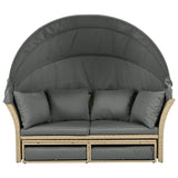 Convertible Grey Waterproof Rattan Outdoor Patio Daybed - Serenova - Omega Lifestyles