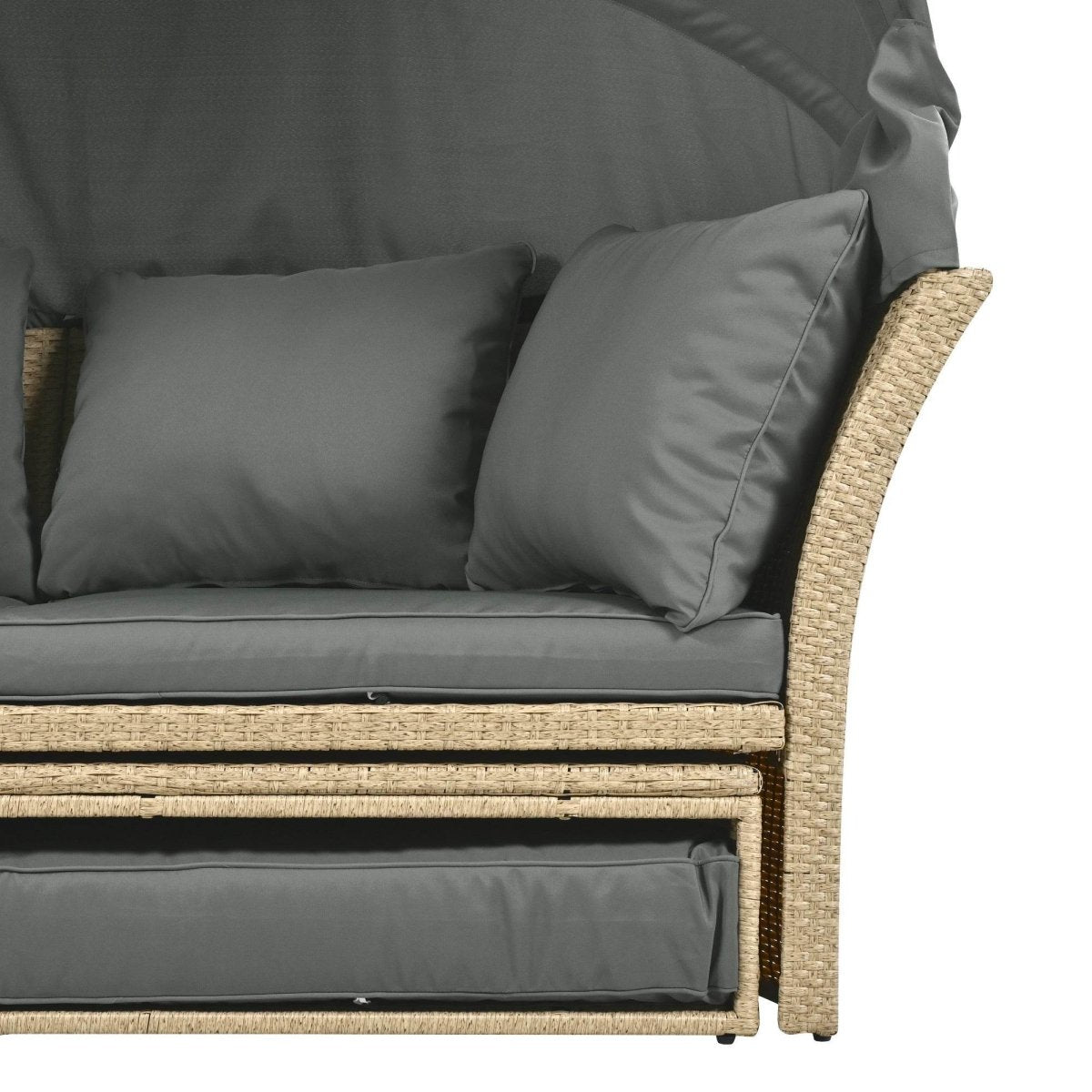 Convertible Grey Waterproof Rattan Outdoor Patio Daybed - Serenova - Omega Lifestyles