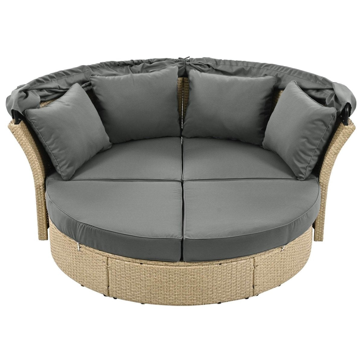 Convertible Grey Waterproof Rattan Outdoor Patio Daybed - Serenova - Omega Lifestyles