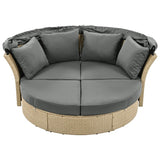 Convertible Grey Waterproof Rattan Outdoor Patio Daybed - Serenova - Omega Lifestyles