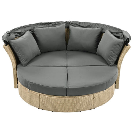 Convertible Grey Waterproof Rattan Outdoor Patio Daybed - Serenova - Omega Lifestyles