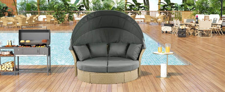Convertible Grey Waterproof Rattan Outdoor Patio Daybed - Serenova - Omega Lifestyles
