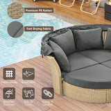 Convertible Grey Waterproof Rattan Outdoor Patio Daybed - Serenova - Omega Lifestyles