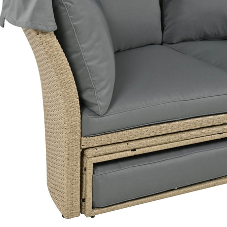 Convertible Grey Waterproof Rattan Outdoor Patio Daybed - Serenova - Omega Lifestyles