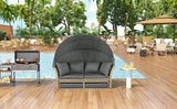Convertible Grey Waterproof Rattan Outdoor Patio Daybed - Serenova - Omega Lifestyles