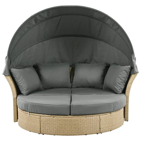 Convertible Grey Waterproof Rattan Outdoor Patio Daybed - Serenova - Omega Lifestyles