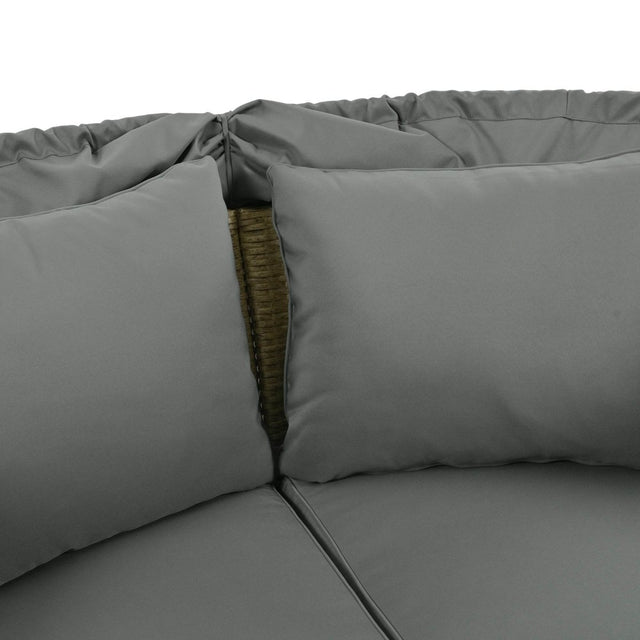 Convertible Grey Waterproof Rattan Outdoor Patio Daybed - Omega Lifestyles