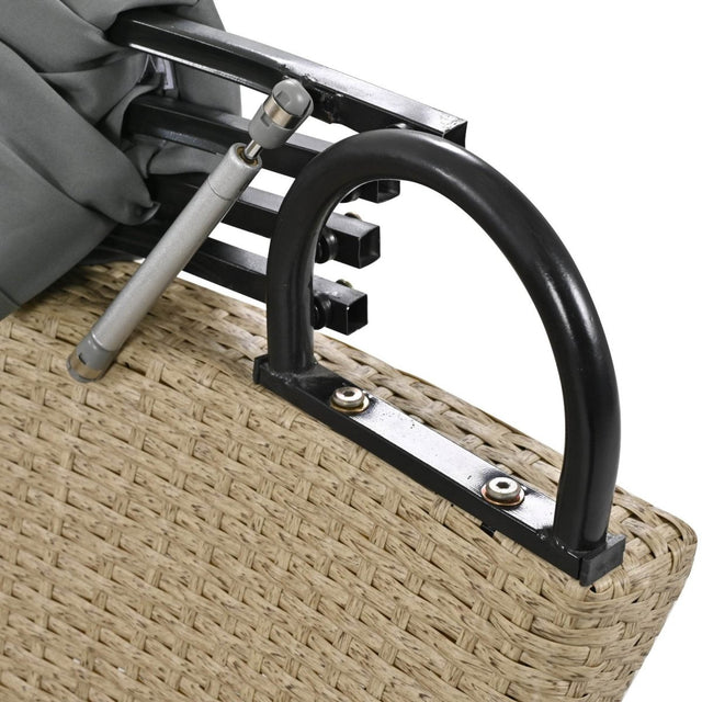 Convertible Grey Waterproof Rattan Outdoor Patio Daybed - Omega Lifestyles