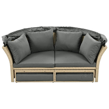 Convertible Grey Waterproof Rattan Outdoor Patio Daybed - Serenova - Omega Lifestyles