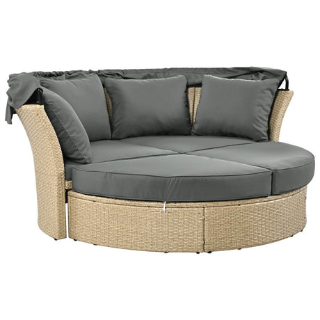 Convertible Grey Waterproof Rattan Outdoor Patio Daybed - Serenova - Omega Lifestyles