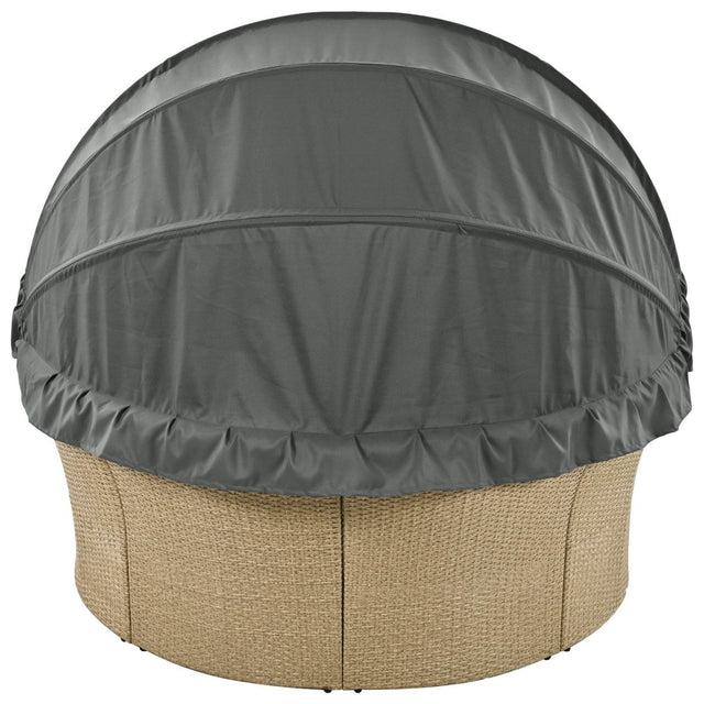 Convertible Grey Waterproof Rattan Outdoor Patio Daybed - Omega Lifestyles